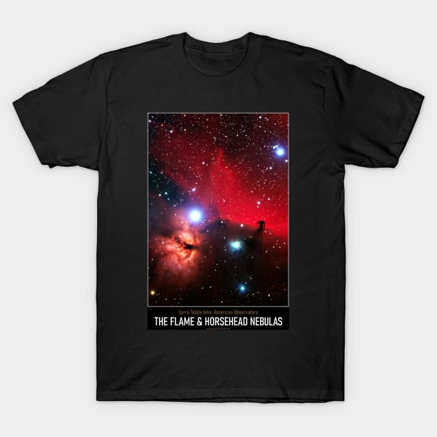 High Resolution Astronomy The Flame and Horsehead Nebulas T-Shirt by tiokvadrat